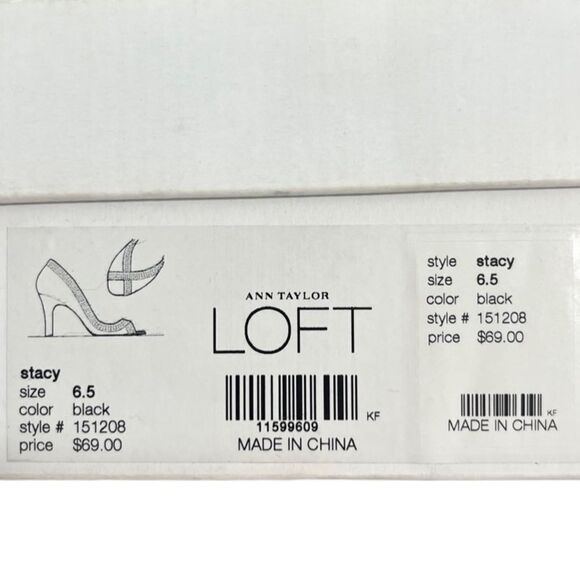 Loft Stacy Suede Open Toe Heels 6.5 Sequin Embellished Black - Picture 5 of 13